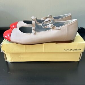 NIB Chupetin Girls Coral Double Buckle Straps Leather Mary Jane Size 37 EU, 6 US